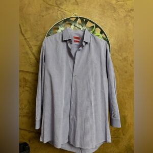 HUGO Men's Navy and White Micro-Check Dress Shirt